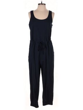 Anthropologie Drew Linen Blend Cross Back Crop Jumpsuit Navy S